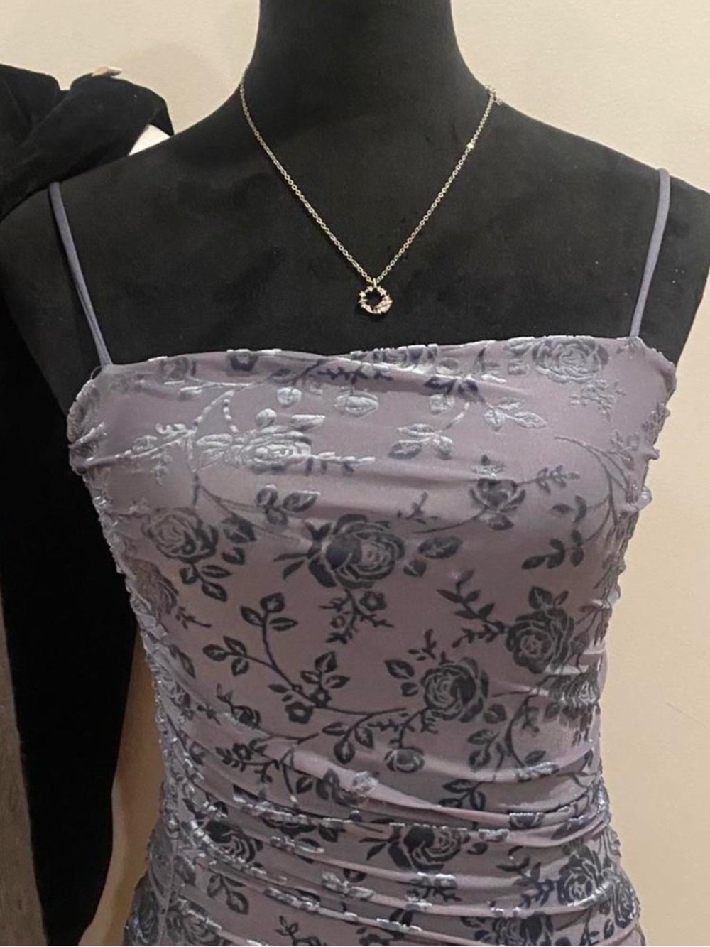 Garage Lavender Floral Strap Dress with Silver Accents